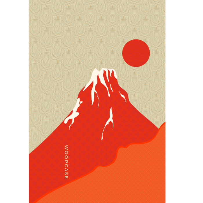 Red sun volcano japanese art Coque de téléphone
